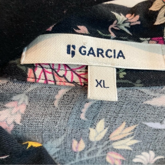 GARCIA Sz XL Long Line Half Button 100% Viscose Long Sleeve Floral Tunic Blouse - Picture 7 of 10